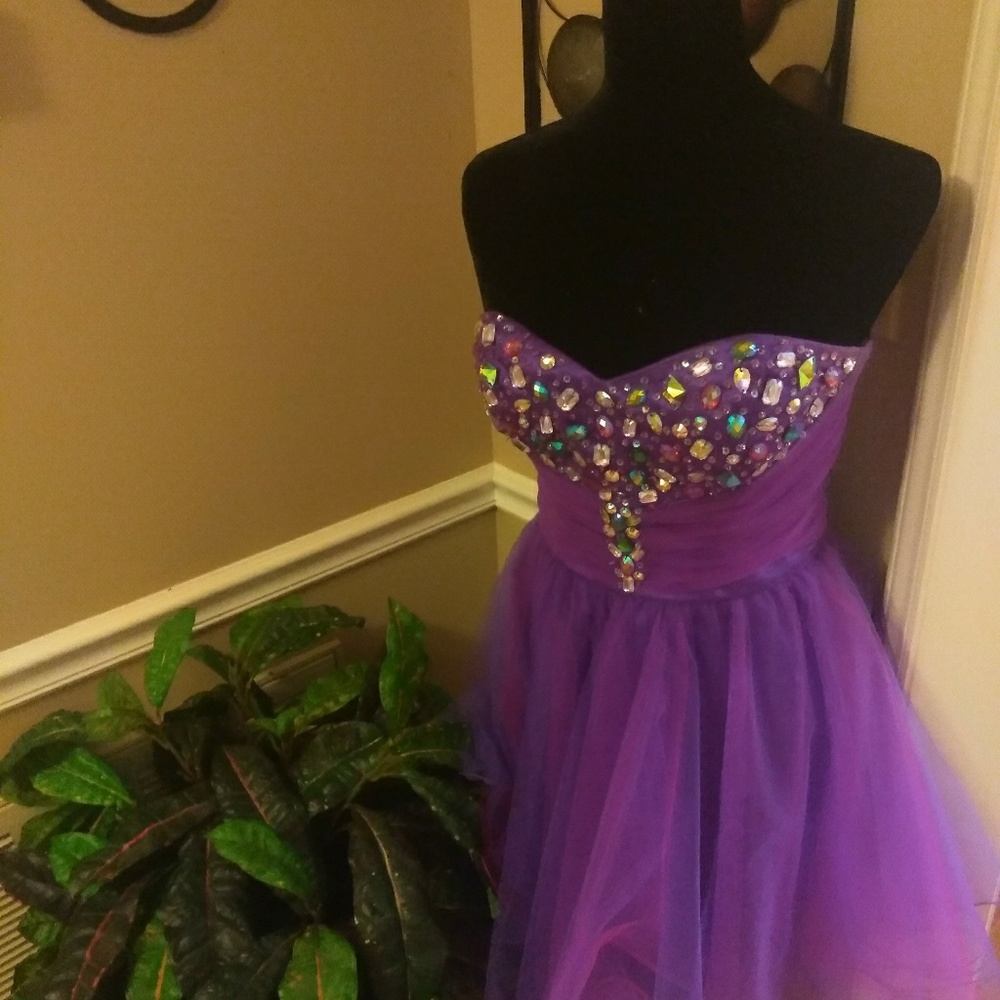 Short Puffy Rhinestone Dress